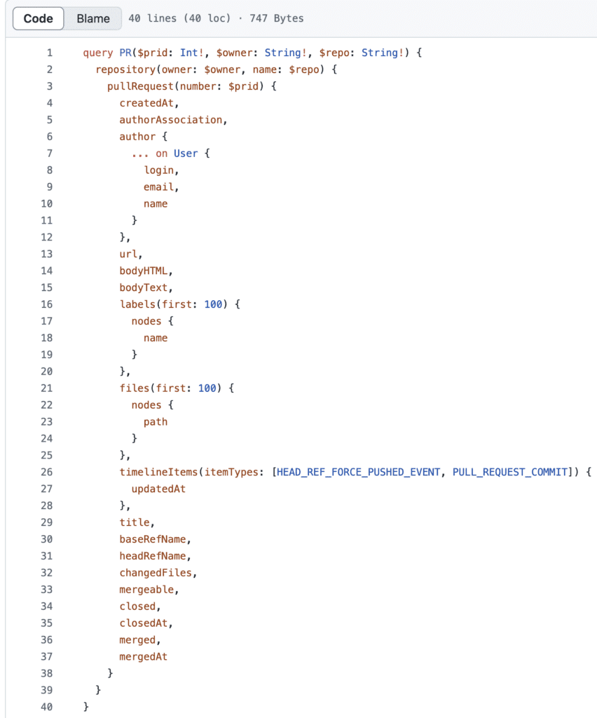 GraphQL query retrieving the timestamps.