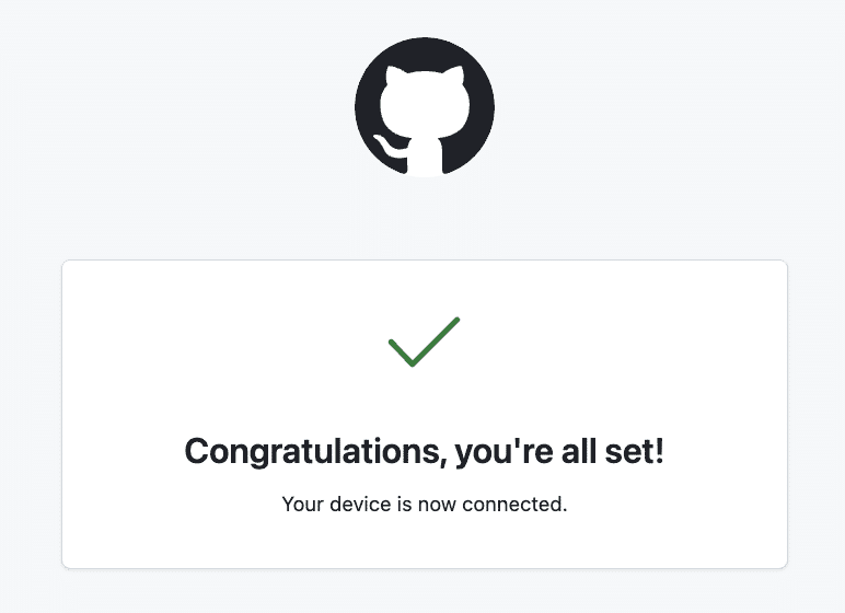 GitHub confirmation page.