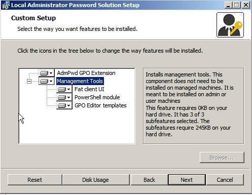 Local Administrator configuration