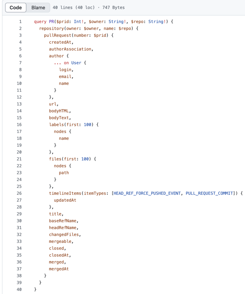 GraphQL query retrieving the timestamps.