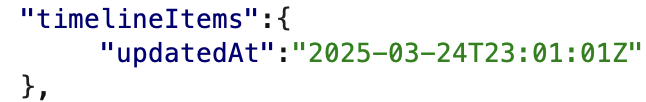 The updatedAt field update.
