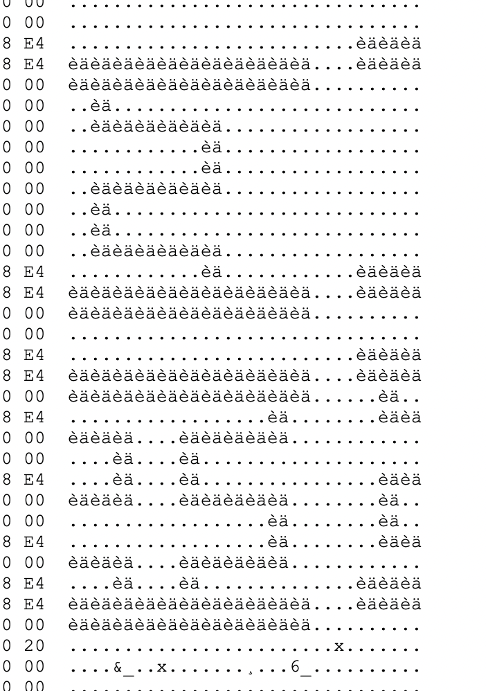 Stylistic versions of the characters 2 and 5 in the firmware file.