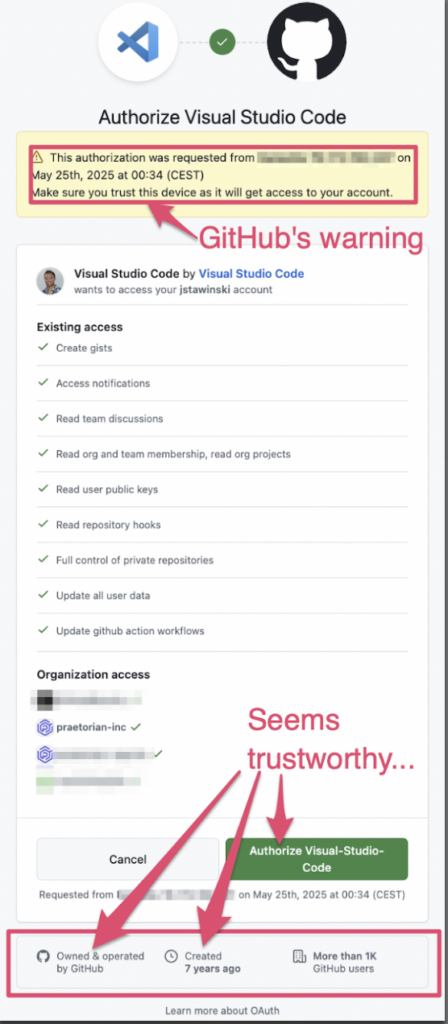 GitHub confirmation page.